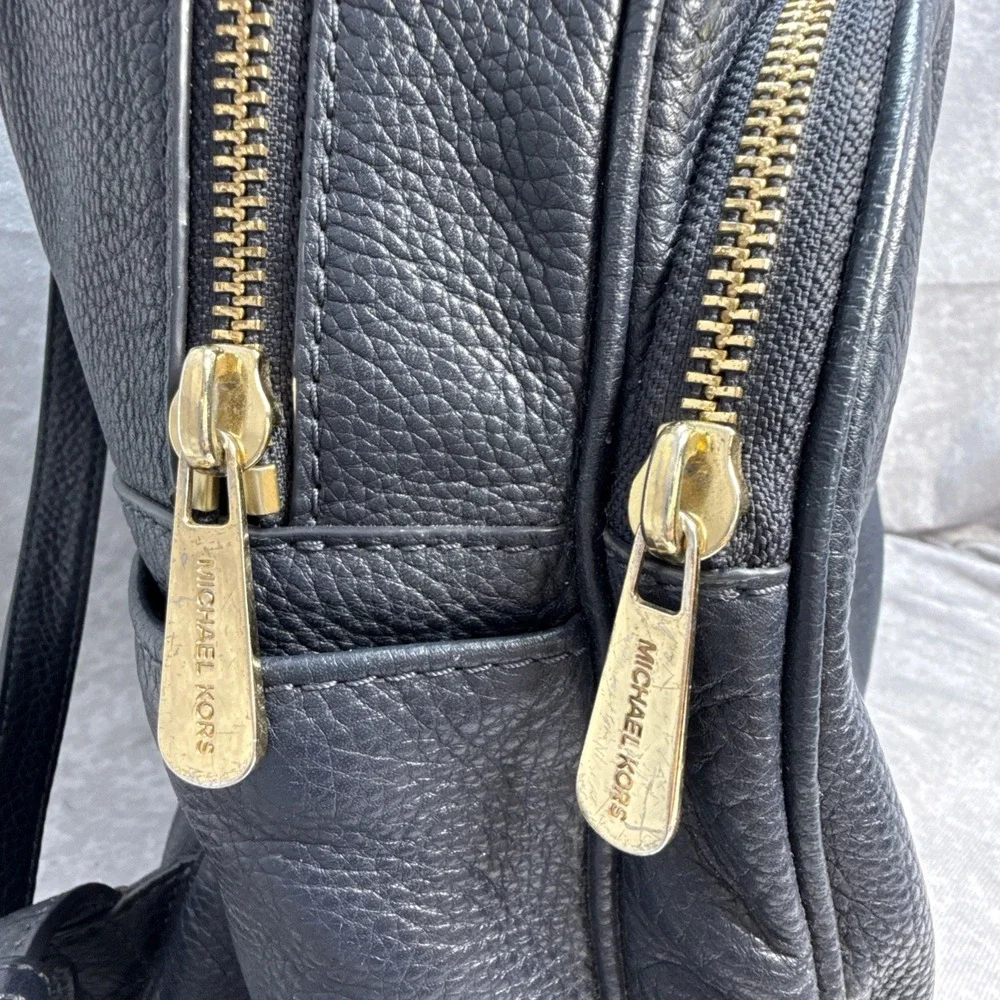 Michael Kors Zip Backpack Large Pebble Leather Navy Blue 14